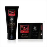 BADMAN Men's Grooming Charcoal Face Wash (100ml) & Premium Natural Saffron Soap (100g)