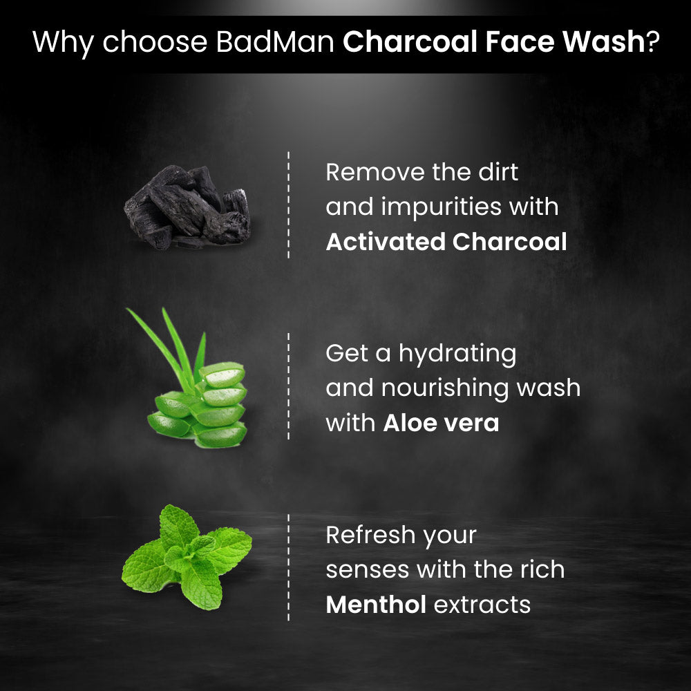 BADMAN Deep Care Combo for Men (All Skin Type) [Charcoal Face Wash 100g & Tea Tree Face Cream 25g]